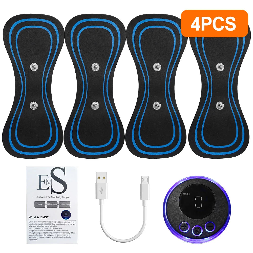 EMS Mini Neck Massager Portable Electric Pulse Cervical Massage Patch 8 Modes 19 Levels Muscle Stimulator Relax Pain Relief Tool