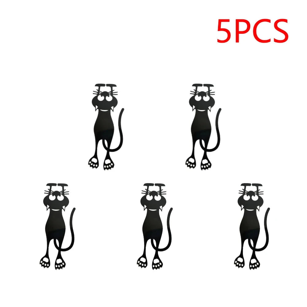 1-5Pcs Acrylic Hollowed-Out Bookmarks, Creative Hollowed-Out Black Kitten Hanging Bookmarks, Perfect Gifts for Reading Lovers