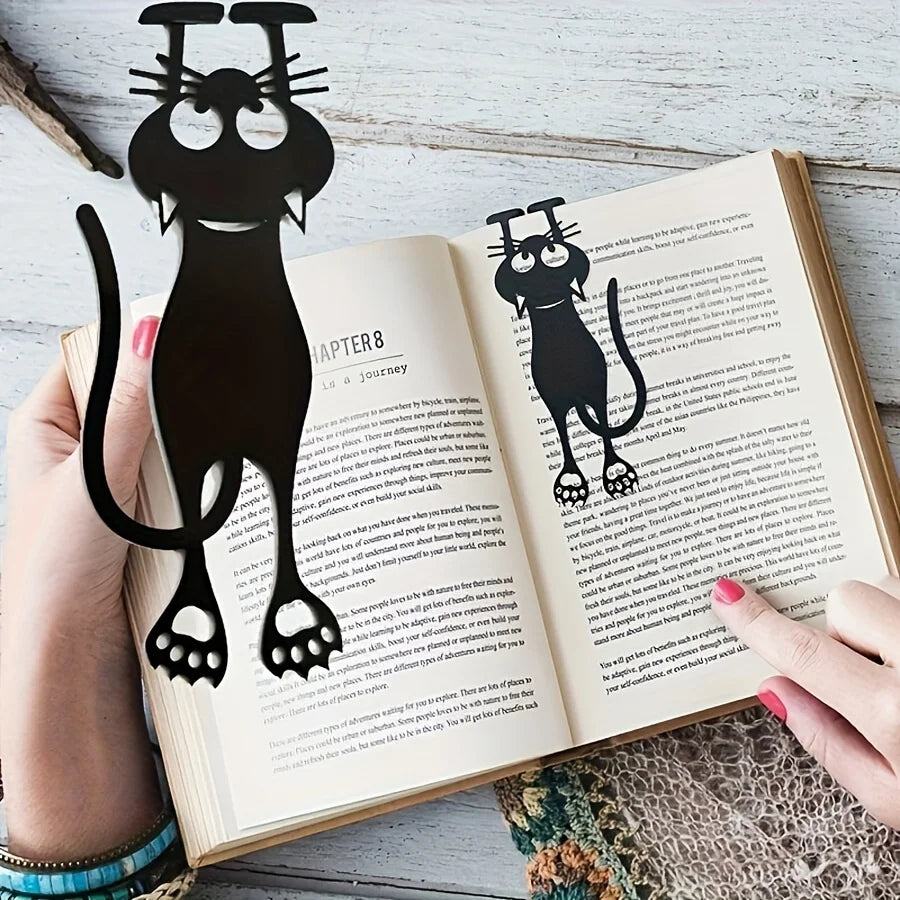 1-5Pcs Acrylic Hollowed-Out Bookmarks, Creative Hollowed-Out Black Kitten Hanging Bookmarks, Perfect Gifts for Reading Lovers