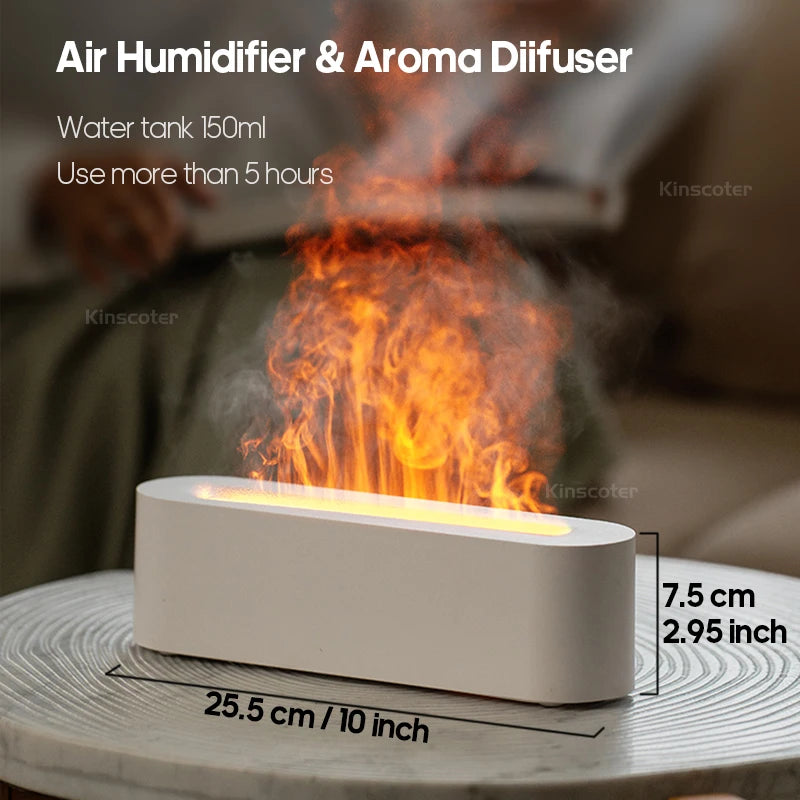 Simulated Flame Aromatherapy Diffuser USB Air Humidifier Desktop Purifier Supports Essential Oil Aroma Cool Mist Difusor