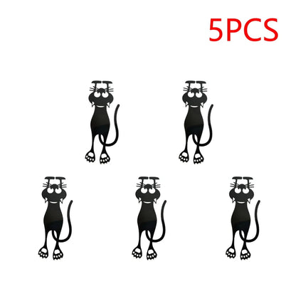 1-5Pcs Acrylic Hollowed-Out Bookmarks, Creative Hollowed-Out Black Kitten Hanging Bookmarks, Perfect Gifts for Reading Lovers