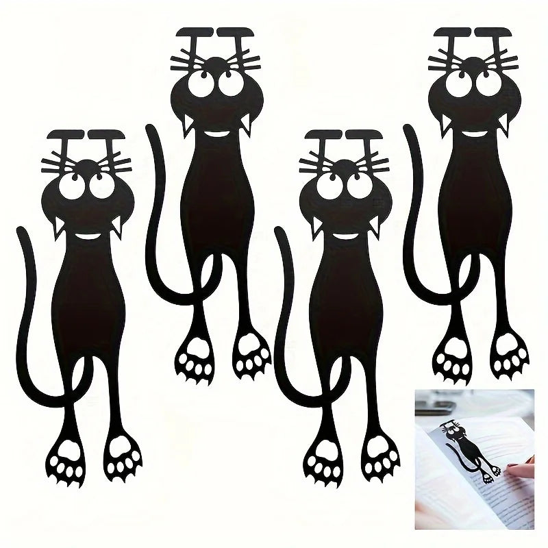 1-5Pcs Acrylic Hollowed-Out Bookmarks, Creative Hollowed-Out Black Kitten Hanging Bookmarks, Perfect Gifts for Reading Lovers