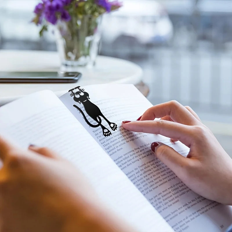 1-5Pcs Acrylic Hollowed-Out Bookmarks, Creative Hollowed-Out Black Kitten Hanging Bookmarks, Perfect Gifts for Reading Lovers