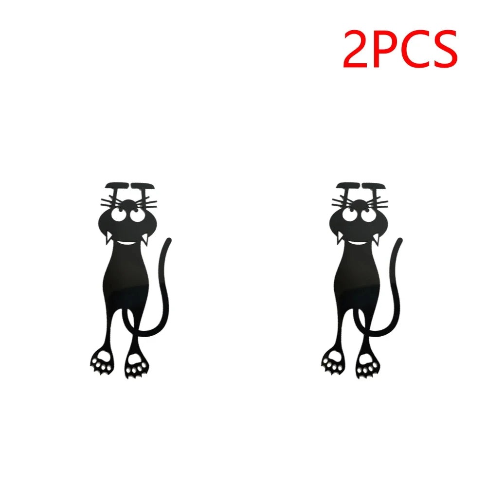 1-5Pcs Acrylic Hollowed-Out Bookmarks, Creative Hollowed-Out Black Kitten Hanging Bookmarks, Perfect Gifts for Reading Lovers