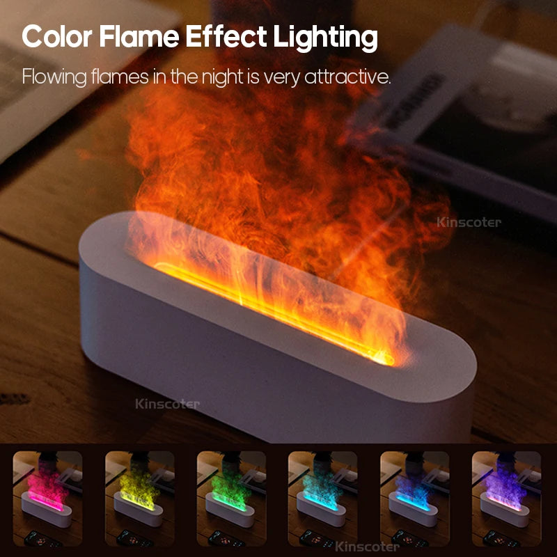 Simulated Flame Aromatherapy Diffuser USB Air Humidifier Desktop Purifier Supports Essential Oil Aroma Cool Mist Difusor