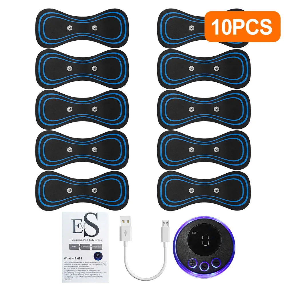 EMS Mini Neck Massager Portable Electric Pulse Cervical Massage Patch 8 Modes 19 Levels Muscle Stimulator Relax Pain Relief Tool