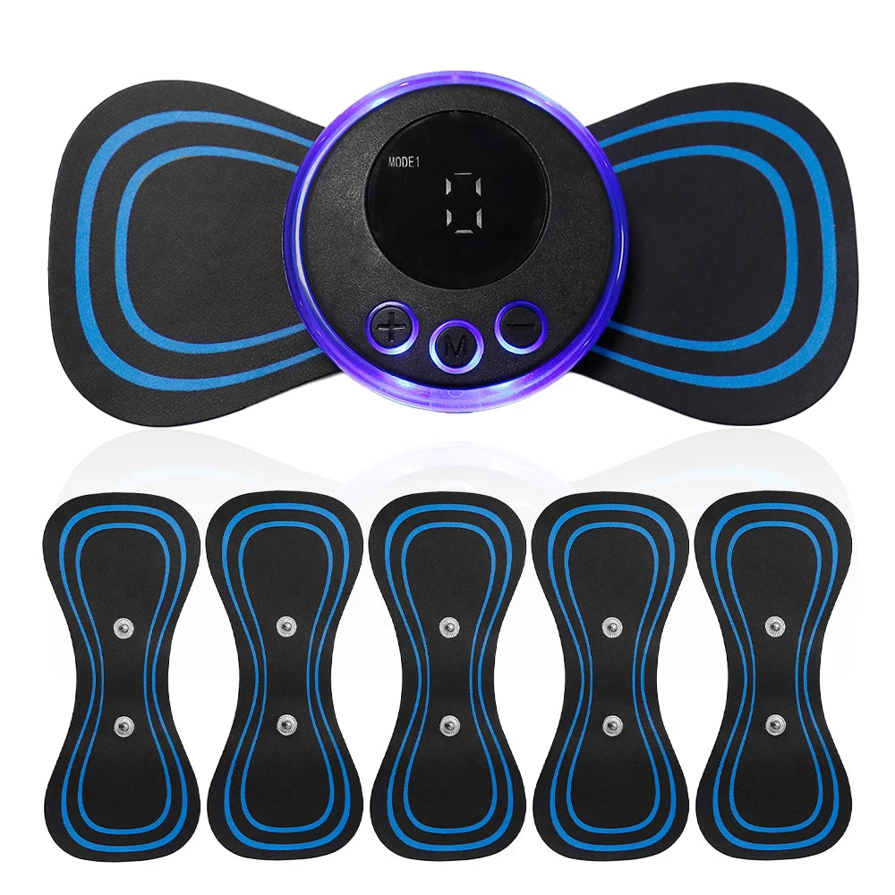 EMS Mini Neck Massager Portable Electric Pulse Cervical Massage Patch 8 Modes 19 Levels Muscle Stimulator Relax Pain Relief Tool